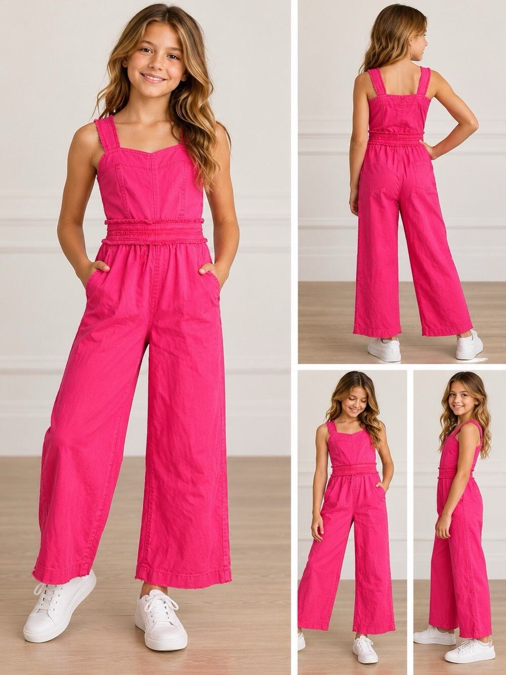 Habitual Girl Girls Size 12 Hot Pink Wide Leg Jumpsuit Sleeveless NWT